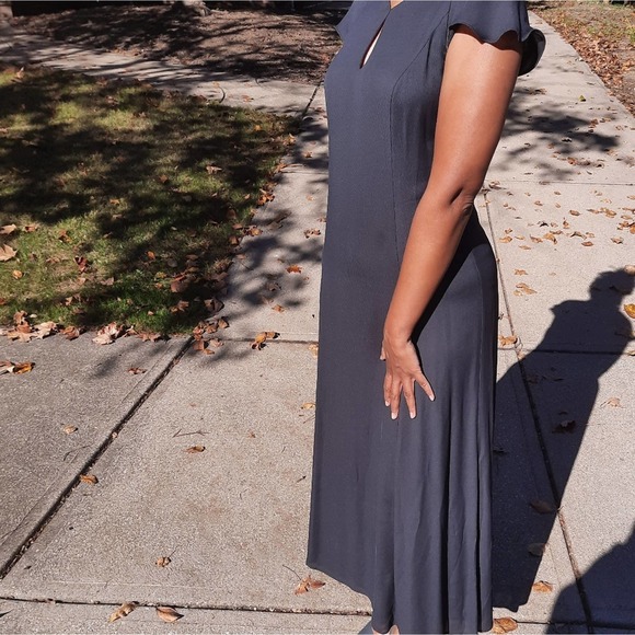 Vtg Giorgio Armani Le Collezioni Grey Maxi Dress Size 10 - Picture 5 of 15